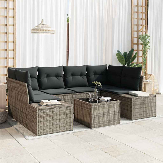 Set Divano da Giardino con cuscino 7 pcs Grigio 55 x 55 x 37 cm - homemem39