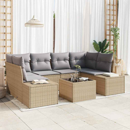Set Divano da Giardino 7 pcs Beige e grigio 55 x 55 x 37 cm - homemem39