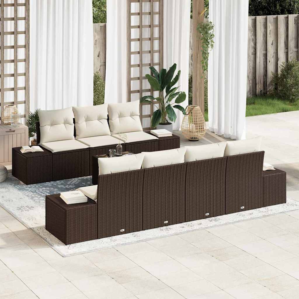 Set Divano da Giardino 8 pcs Marrone e Crema 55 x 55 x 37 cm - homemem39