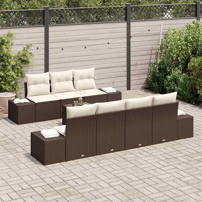 Set Divano da Giardino 8 pcs Marrone e Crema 55 x 55 x 37 cm - homemem39