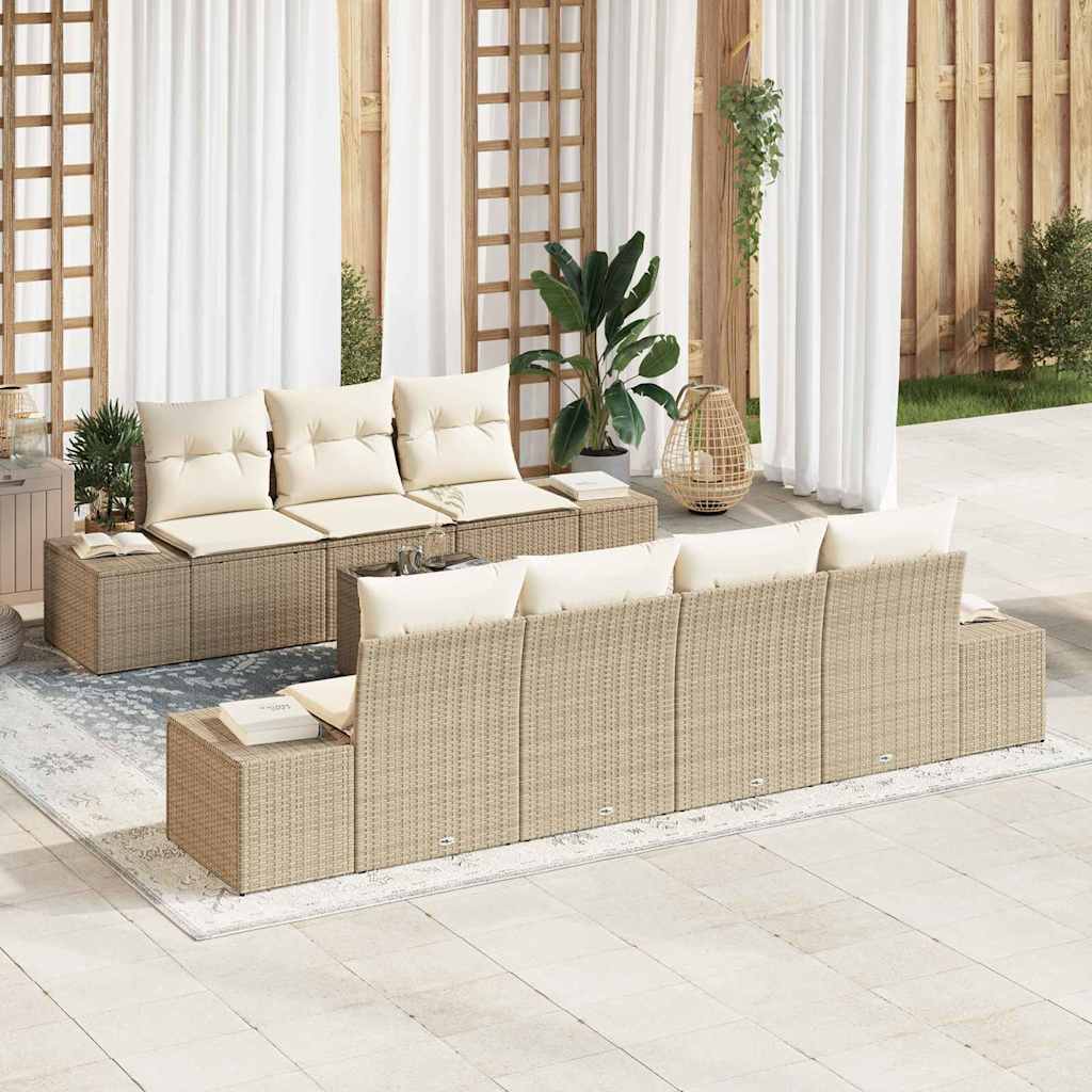 Set Divano da Giardino 8 pcs Beige e Crema 55 x 55 x 37 cm - homemem39