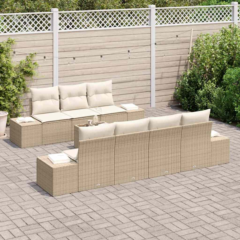 Set Divano da Giardino 8 pcs Beige e Crema 55 x 55 x 37 cm - homemem39