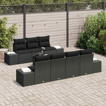 Set Divano da Giardino con cuscino 8 pcs Nero 55 x 55 x 37 cm - homemem39