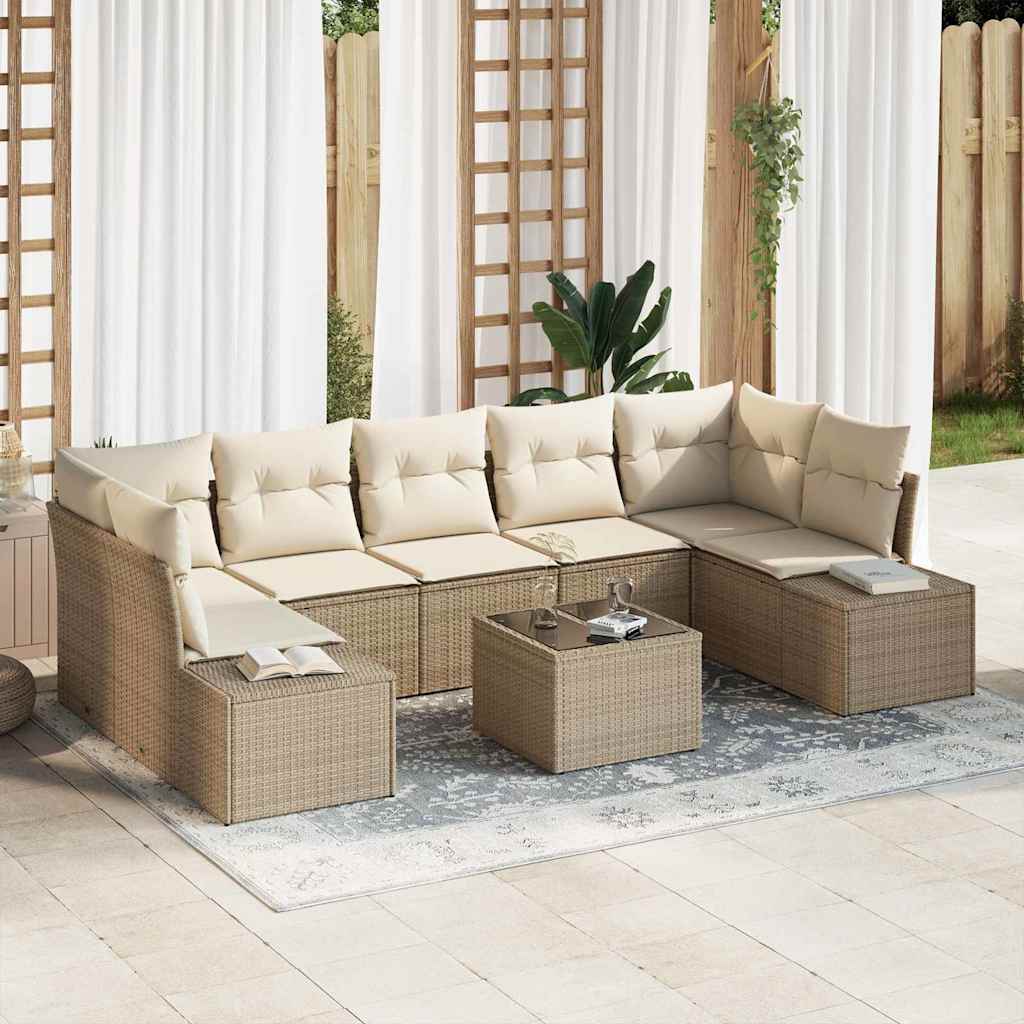 Set Divano da Giardino 8 pcs Beige e Crema polyrattan | homemem39