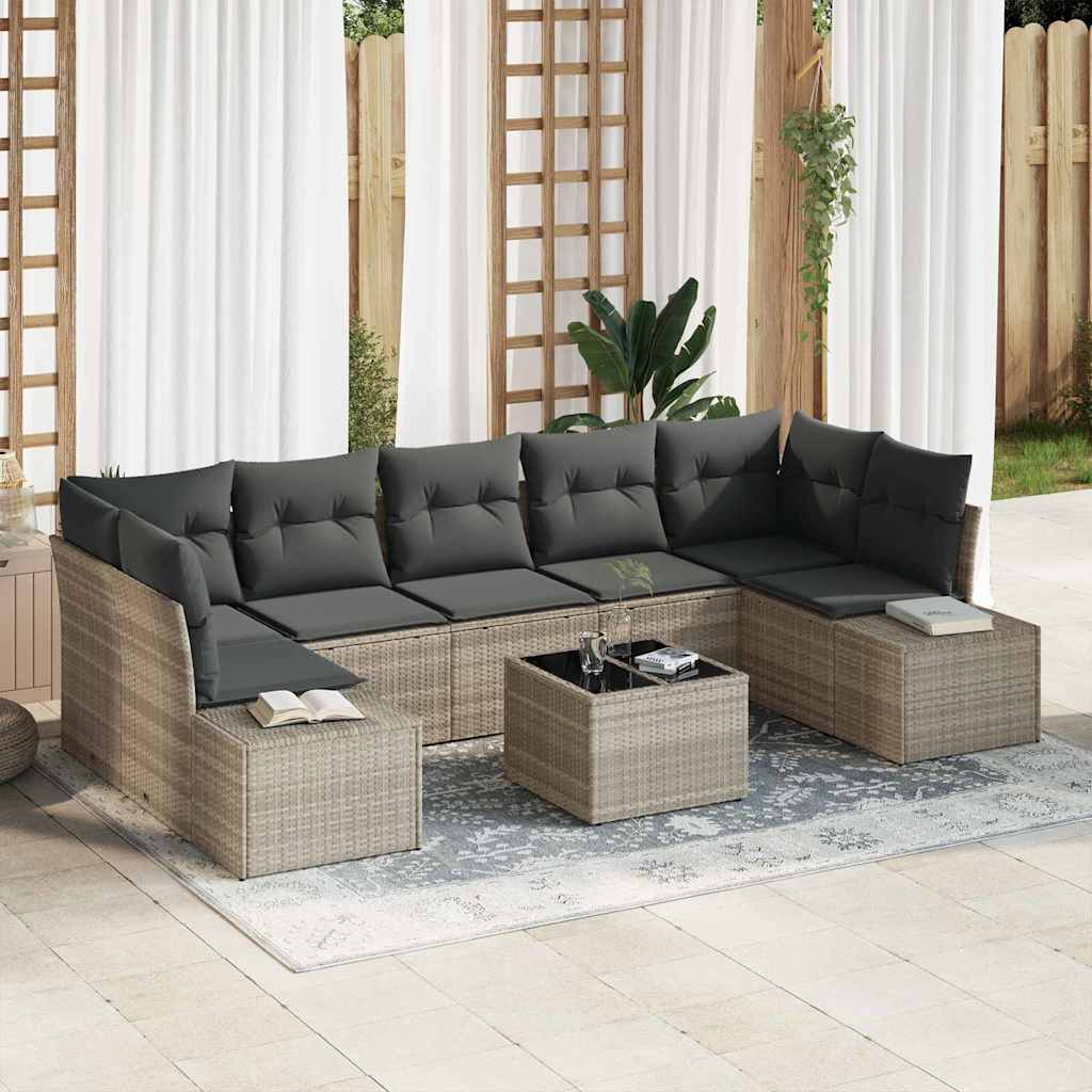 Set Divano da Giardino 8 pcs Grigio chiaro e grigio scuro - homemem39