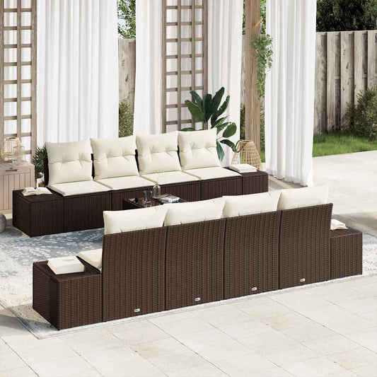 Set Divano da Giardino 7 pcs Marrone e Crema 55 x 55 x 37 cm - homemem39