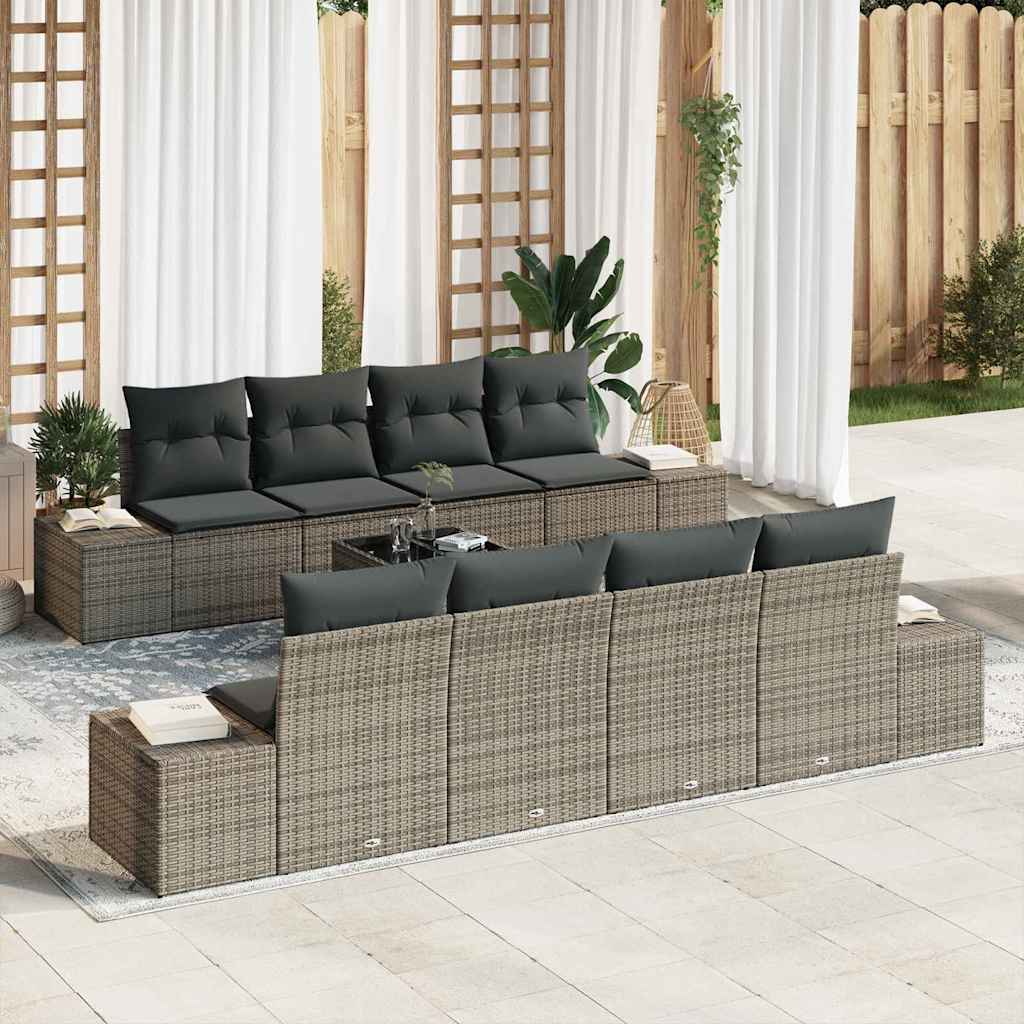Set Divano da Giardino con cuscino 7 pcs Grigio 55 x 55 x 37 cm - homemem39