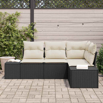 Set Divano da Giardino con cuscino 4 pcs Nero e Crema - homemem39