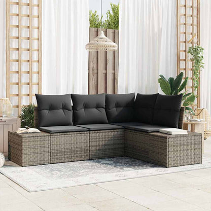 Set Divano da Giardino 4 pcs Grigio polyrattan