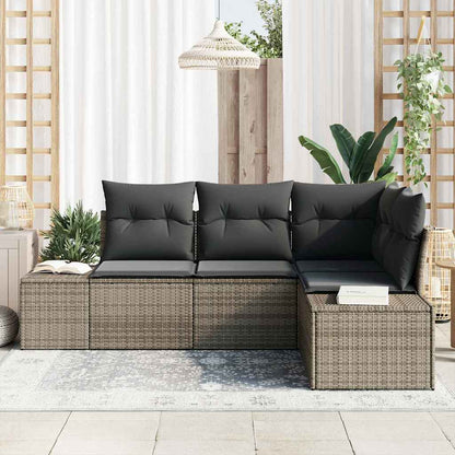 Set Divano da Giardino 4 pcs Grigio polyrattan