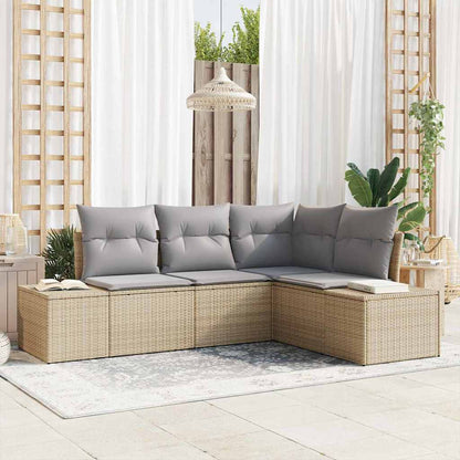 Set Divano da Giardino 4 pcs Beige e Grigio Chiaro polyrattan