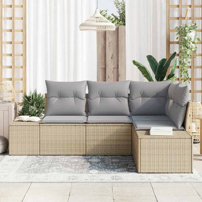 Set Divano da Giardino 4 pcs Beige e Grigio Chiaro polyrattan