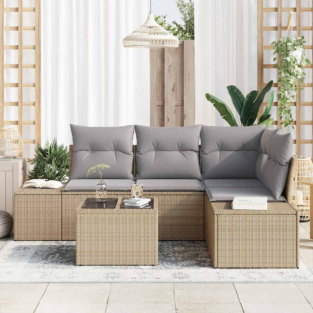Set Divano da Giardino Beige e Grigio Chiaro polyrattan | homemem39