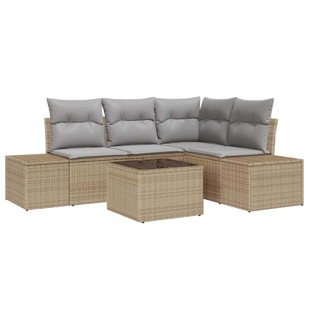 Set Divano da Giardino Beige e Grigio Chiaro polyrattan | homemem39