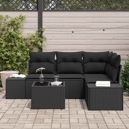 Set Divano da Giardino con archiviazione Nero polyrattan | homemem39