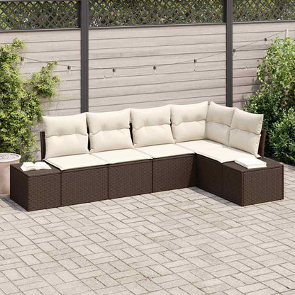 Set Divano da Giardino con cuscino 5 pcs Marrone e Crema - homemem39