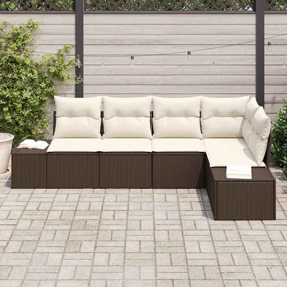 Set Divano da Giardino con cuscino 5 pcs Marrone e Crema - homemem39