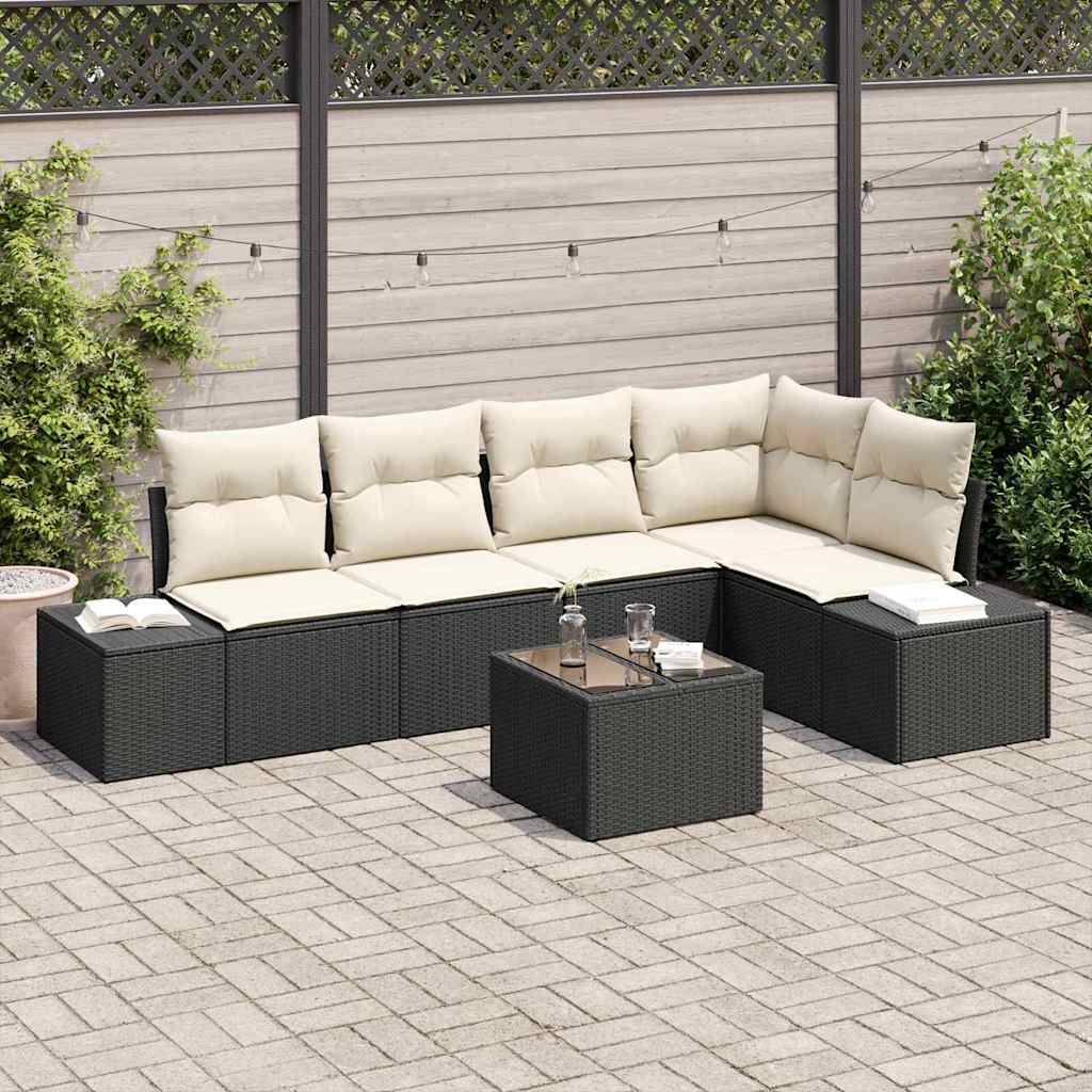 Set Divano da Giardino con cuscino 6 pcs Marrone e Crema - homemem39