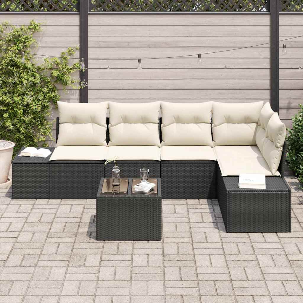 Set Divano da Giardino con cuscino 6 pcs Marrone e Crema - homemem39