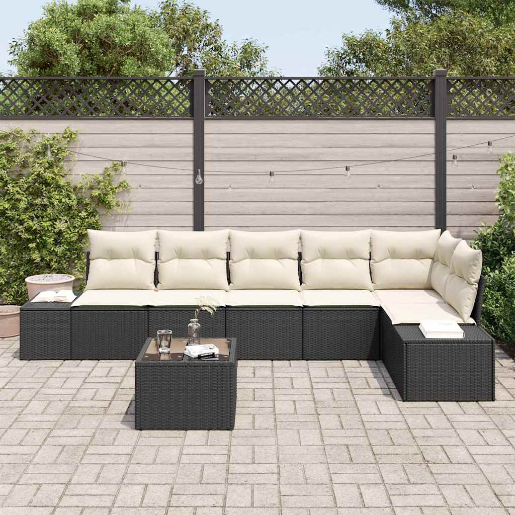 Set Divano da Giardino con cuscino 7 pcs Marrone e Crema - homemem39