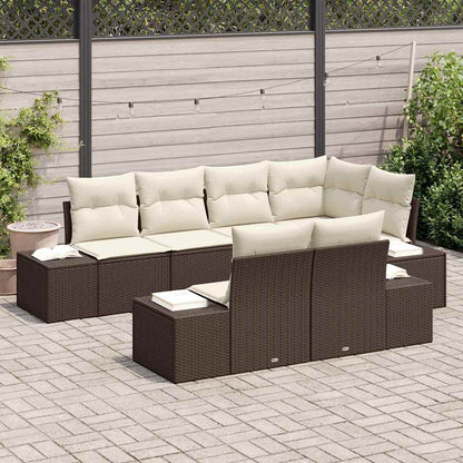 Set Divano da Giardino 7 pcs Marrone e Crema polyrattan