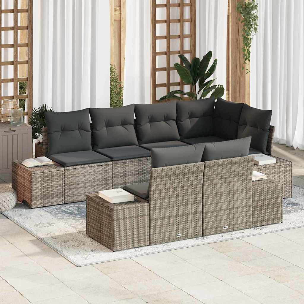 Set Divano da Giardino 7 pcs Grigio polyrattan | homemem39