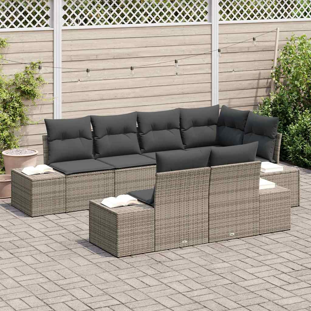 Set Divano da Giardino 7 pcs Grigio polyrattan | homemem39