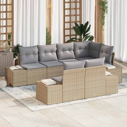 Set Divano da Giardino 7 pcs Beige e Grigio Chiaro polyrattan | homemem39