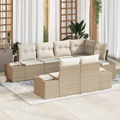 Set Divano da Giardino 7 pcs Beige e Crema polyrattan | homemem39