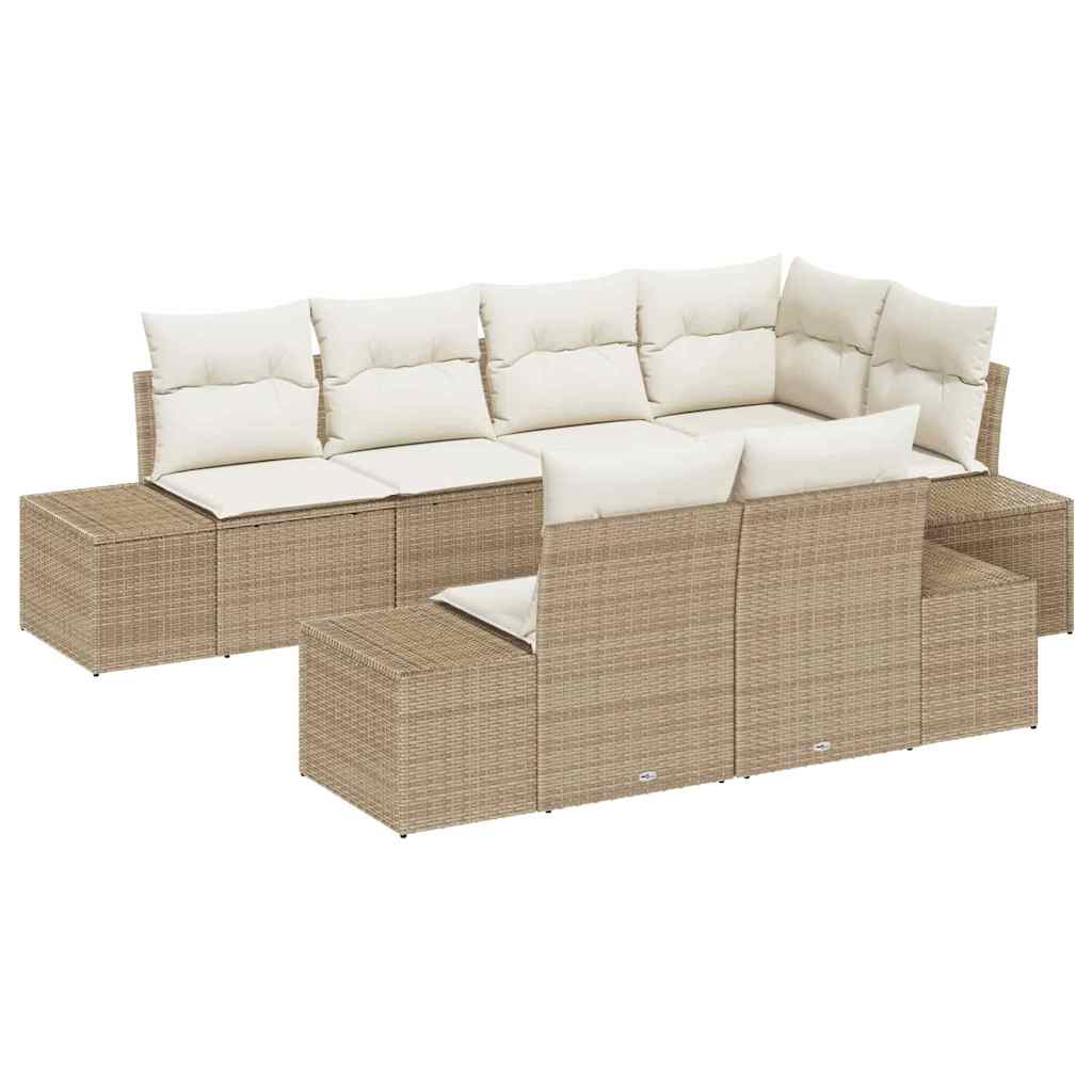 Set Divano da Giardino 7 pcs Beige e Crema polyrattan | homemem39