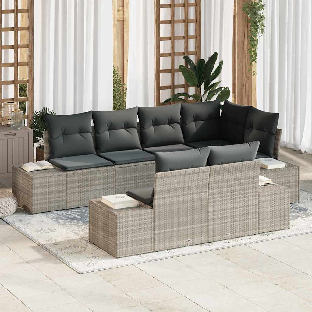Set Divano da Giardino 7 pcs Grigio chiaro polyrattan | homemem39