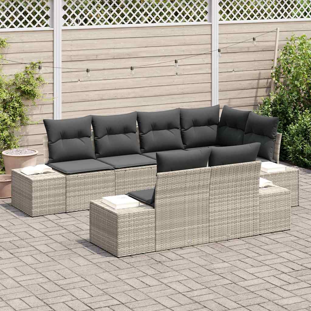 Set Divano da Giardino 7 pcs Grigio chiaro polyrattan | homemem39