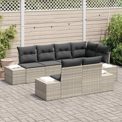Set Divano da Giardino 7 pcs Grigio chiaro polyrattan | homemem39