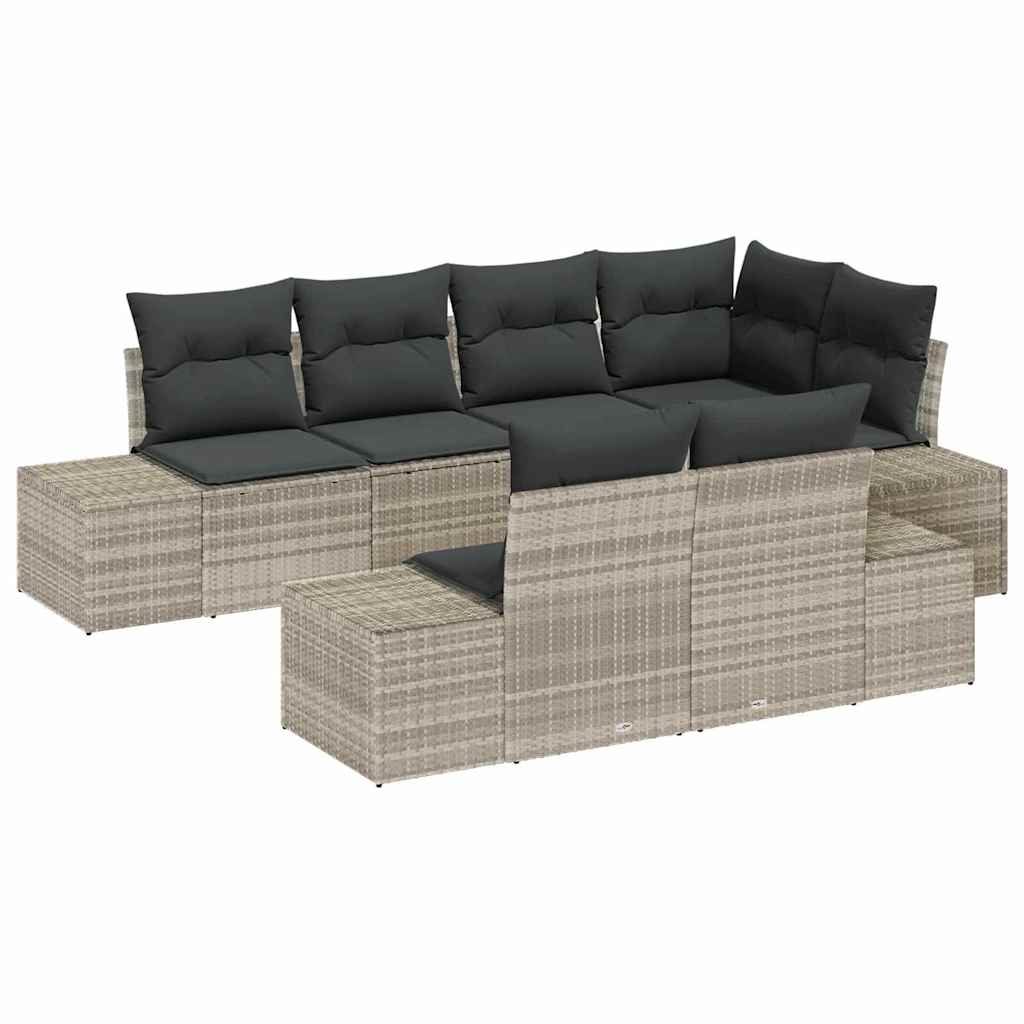 Set Divano da Giardino 7 pcs Grigio chiaro polyrattan | homemem39