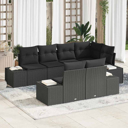 Set Divano da Giardino con archiviazione 7 pcs Nero polyrattan | homemem39