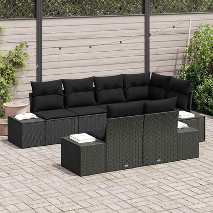 Set Divano da Giardino con archiviazione 7 pcs Nero polyrattan | homemem39