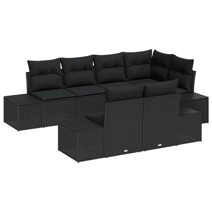 Set Divano da Giardino con archiviazione 7 pcs Nero polyrattan | homemem39