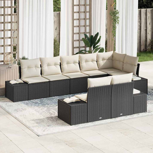 Set Divano da Giardino 8 pcs Nero e crema 319 x 154 x 85 cm - homemem39