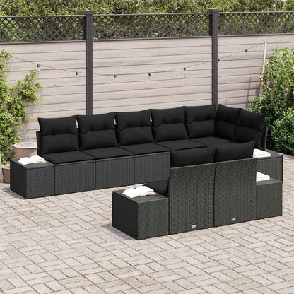 Set Divano da Giardino con archiviazione 8 pcs Nero Poly Rattan | homemem39