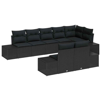 Set Divano da Giardino con archiviazione 8 pcs Nero Poly Rattan | homemem39