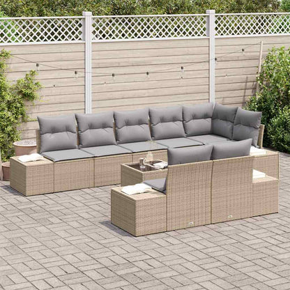 Set Divano da Giardino Beige e Grigio Chiaro Poly Rattan | homemem39