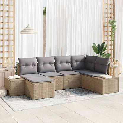 Set Divano da Giardino con cuscino 6 pcs beige e grigio chiaro - homemem39