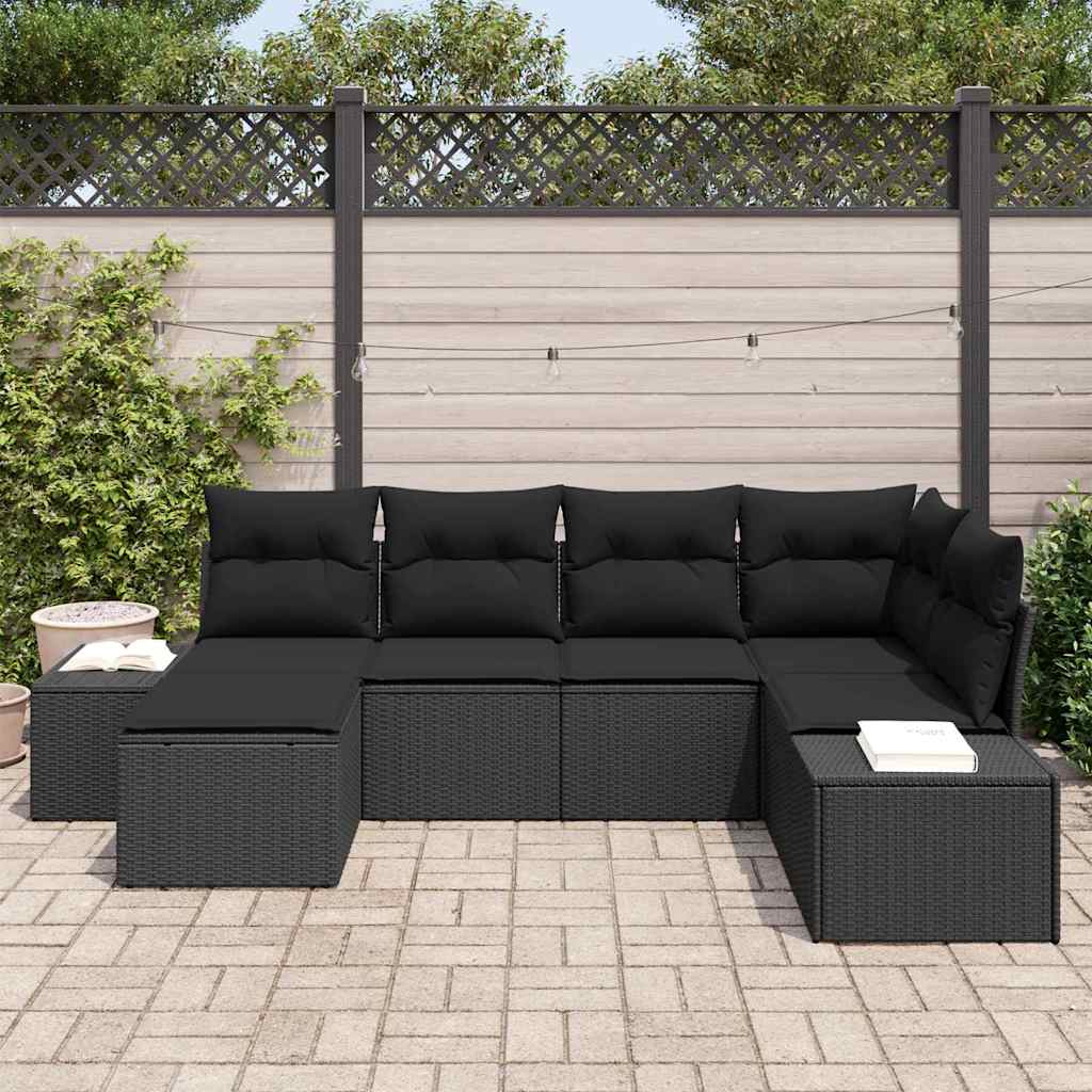 Set Divano da Giardino 6 pcs Nero 264 x 154 x 85 cm Poly Rattan - homemem39