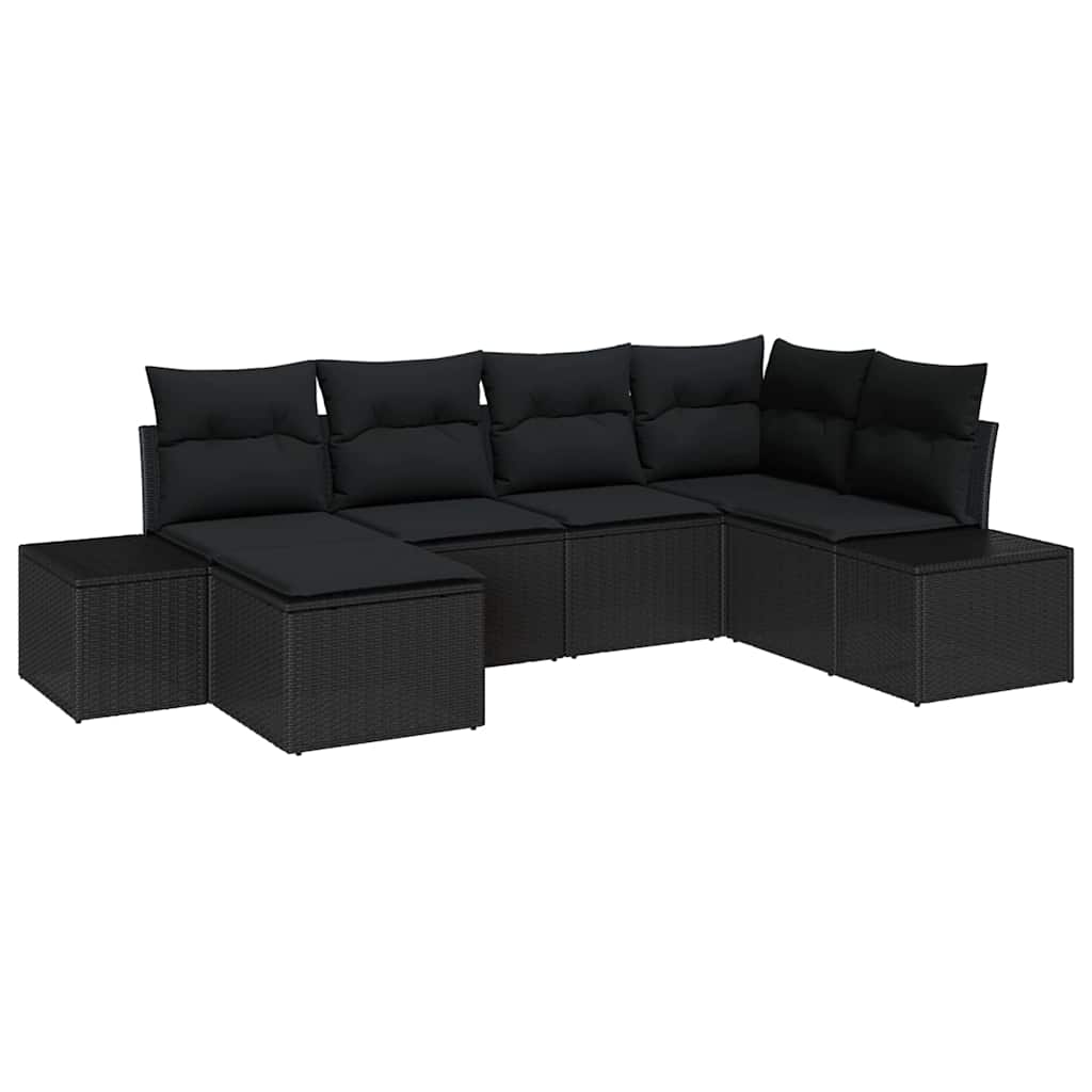 Set Divano da Giardino 6 pcs Nero 264 x 154 x 85 cm Poly Rattan - homemem39