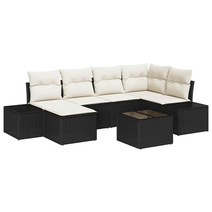 Set Divano da Giardino 7 pcs Nero e crema 264 x 154 x 85 cm - homemem39
