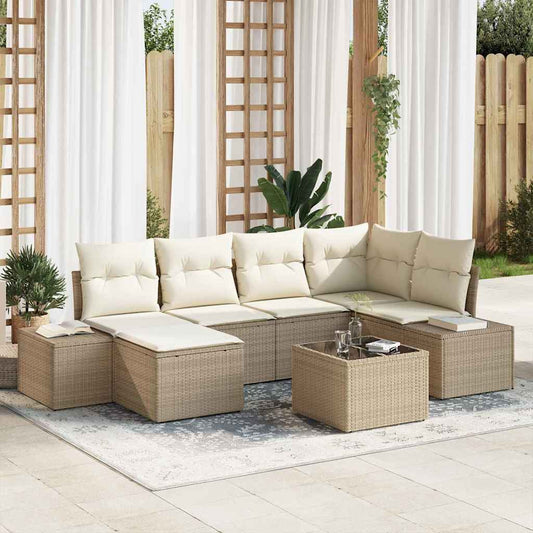 Set Divano da Giardino 7 pcs beige e panna 264 x 154 x 85 cm - homemem39