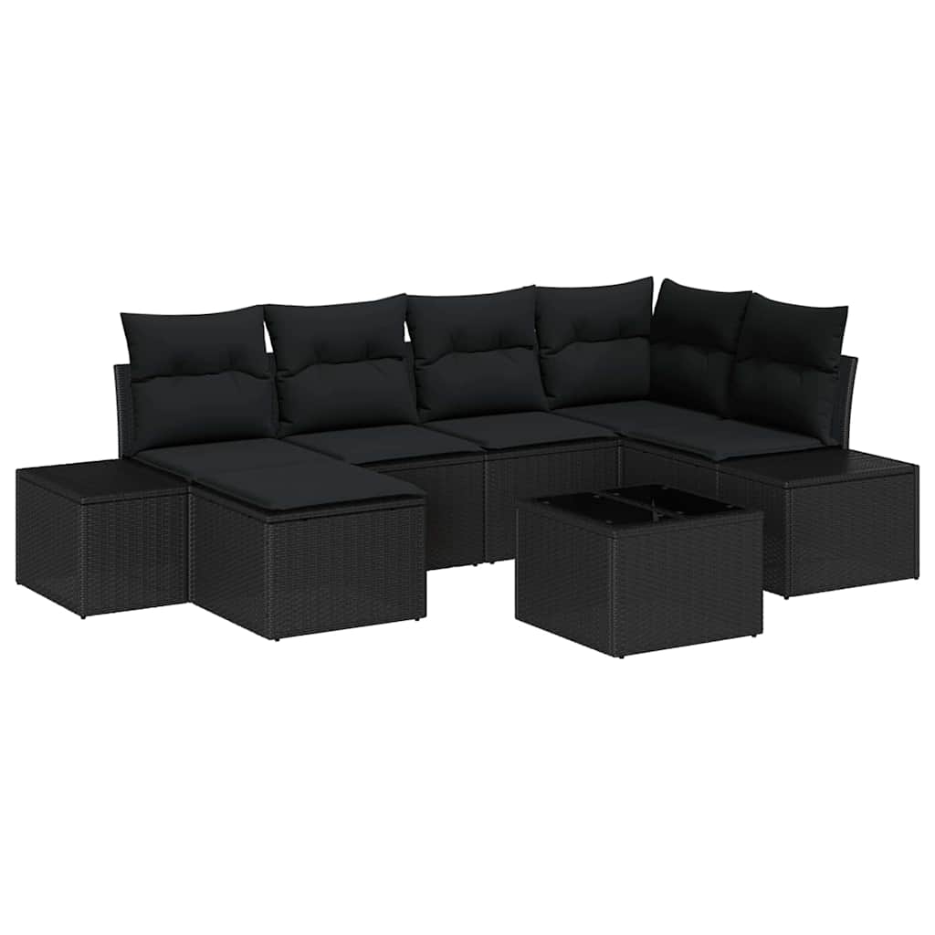 Set Divano da Giardino 7 pcs Nero 264 x 154 x 85 cm Poly Rattan - homemem39
