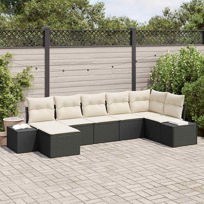 Set Divano da Giardino con cuscino 7 pcs Nero polyrattan | homemem39