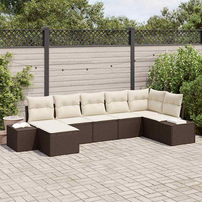 Set Divano da Giardino con cuscino 7 pcs Marrone Poly Rattan | homemem39