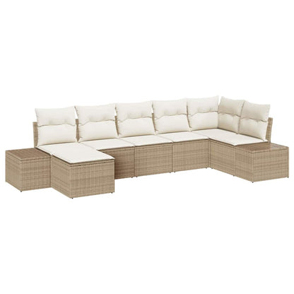 Set Divano da Giardino con cuscino 7 pcs Beige polyrattan | homemem39